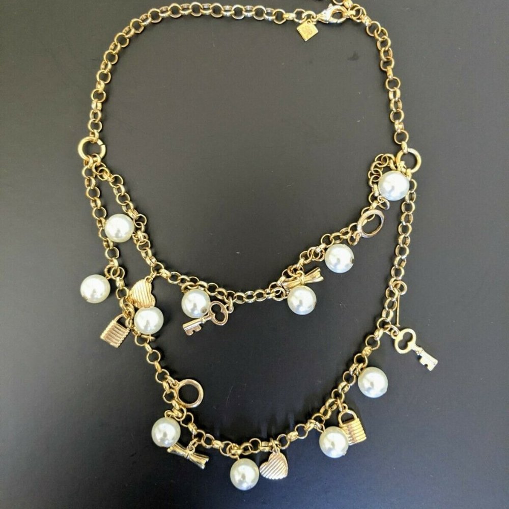 Banana Republic Layered Necklace, Pearl Heart Bow